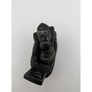 Lord Ganesha Statue Using Laptop Black Carved Figurine Hindu Elephant God Decor